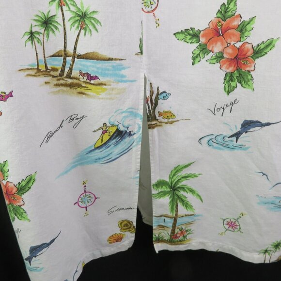 Hot Cotton Hawaiian Dress Beach XL Marc Wear Floral Sheath Cotton Linen Cover Up - Picture 9 of 10
